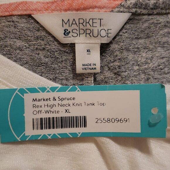 Market & Spruce Rex High Neck Knit Tank Top Off-White Size XL NWT - Picture 3 of 4